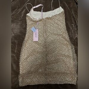 Oh polly embellished mini dress in gold